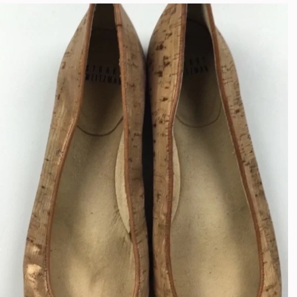 Designer Stuart Weizman Stringin Shimmer Beige Cork Ballet Flats 8.5 - Picture 4 of 10